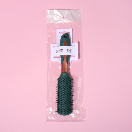 Comb massage, rubberized pen, 5 × 24 cm, green/golden color-4