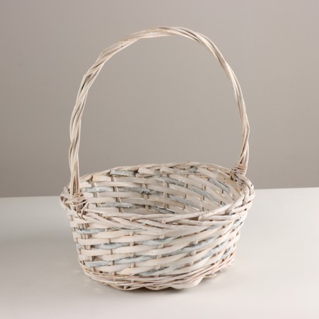Wicker basket, d30x12xh30 cm, white, willow