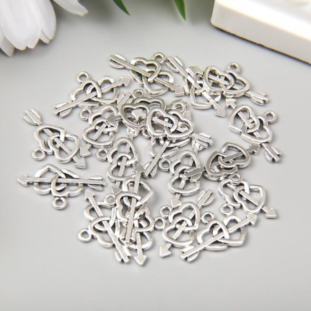 Decor Metal for creativity "Double Heart with an arrow" silver 1x2.3 cm-1