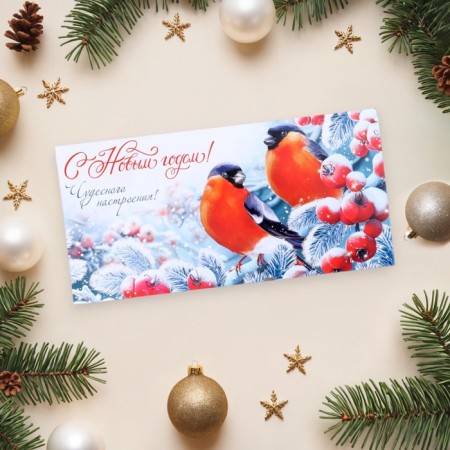 Money envelope "Happy New Year! Wonderful mood!" 17 x 8 cm-1