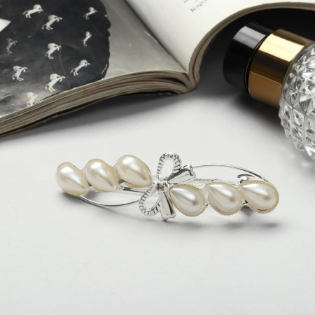 Hair hairpin "Pearl branch" 8 cm, white