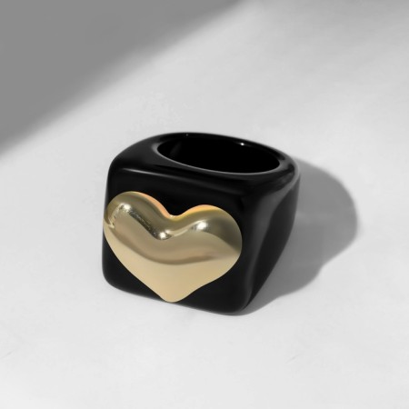 Ring "Heart" is wide, black color, size 18.5-2