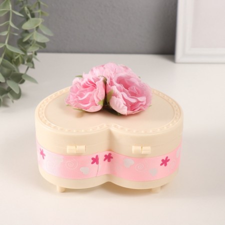 Musical Mechanical Monkey Casket "Delicate Roses" Milk 12x13.5x10.5 cm-2