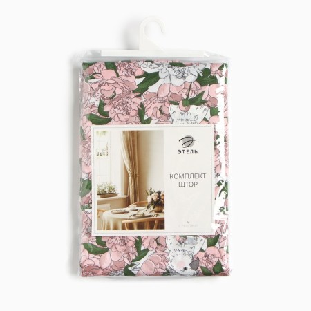 Curtains for the kitchen Ethel "Parrot" 149x180 cm - 2 pcs, grabbing - 2 pcs, 80% HL, 20% PE-3