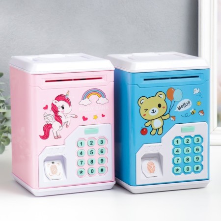 Piggy bank Plastic "Safe. Beasts" Coded Castle, sound aa mix 12.8x13x19.5 cm-6