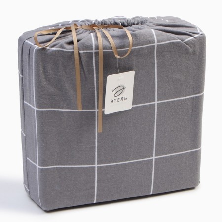 Bed linen Ethel 2SP "Cell" Tsv. Sery, 187x215cm, 208x220 cm, 52x73-2pcs, flannel-6