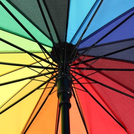 Umbrella - a semiautomatic “rainbow” cane, Eponge, 16 spokes, r = 48 cm, multi -colored-5