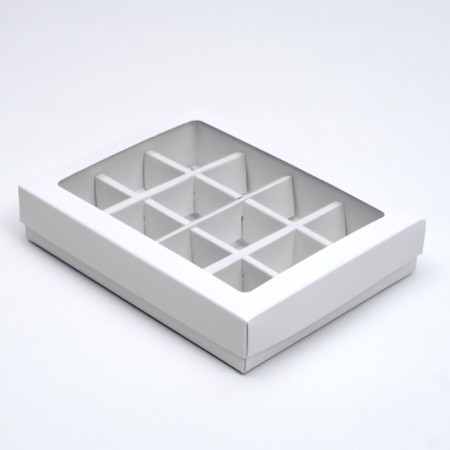 Box for sweets, 12 pcs, white, 19 x 15 x 3.5 cm