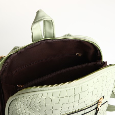 City backpack on a zipper, green color-3