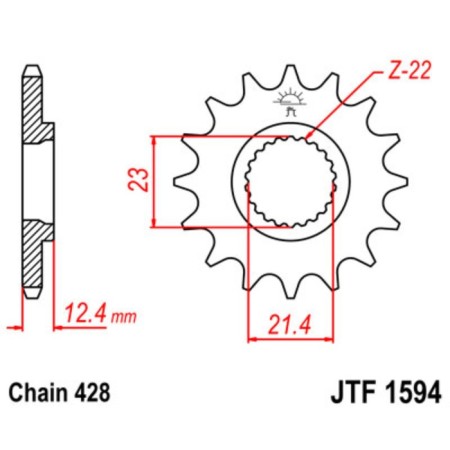 Leading star JTF1594-15, F1594-15, JT SPROCKETS, circuit 428, 15 teeth