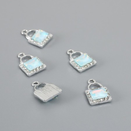 Decor for creativity metal, rhinestones "handbag" blue 1.7x1.2 cm