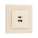 Socket with USB-A + usb-C connectors, 2.1 A, 5V, TOT MATTE GLASS, hidden, glass, beige