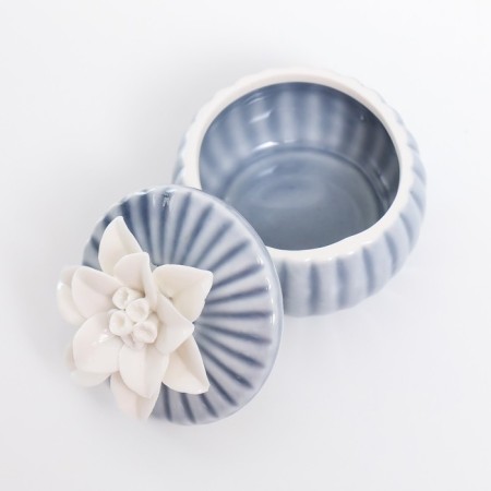 Coramics Coramics "White Flower" Blue 7x7x6 cm-2