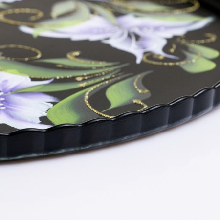 Tray "Iris on the black" art painting 28 cm-6