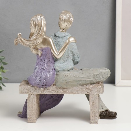 Polystone souvenir "Lovers on benches" 22.5x19x11 cm-2