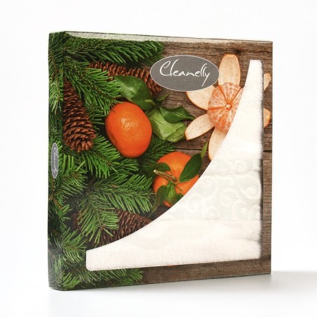New Year. Tainted towel in the Ringlet box 50x80cm, white color, 360g/m, HL100%-4