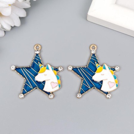 Decor for creativity Metal, enamel "Unicorn with a star" 3.2x3.3 cm-2