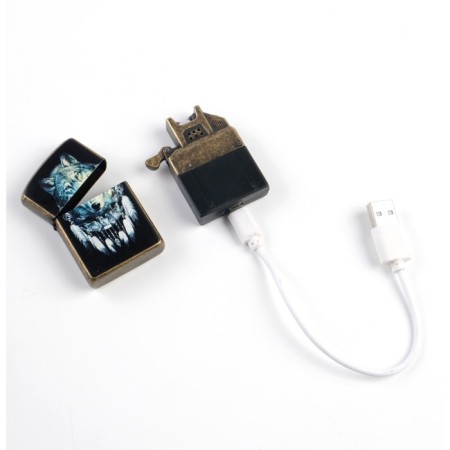 Electronic lighter "wolf spirit", from USB, arc, black, in the bag-2