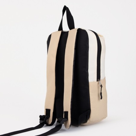 School backpack, lightning department, external pocket, beige color-2