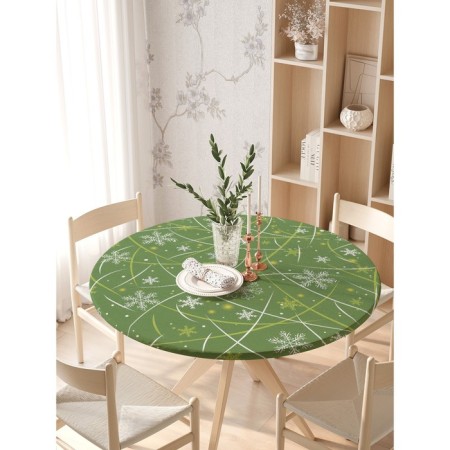 The tablecloth “pleasant snowflakes”, round, oxford, elastic band, size 140x140 cm, diameter 105-120 cm-2