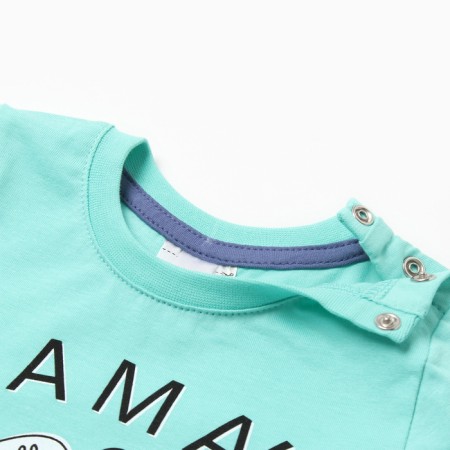 A set for a boy (T -shirt/shorts), menthol/blue color, height 74 cm-1