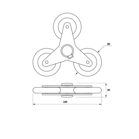 Triple cart wheel, d = 90 mm, black-2