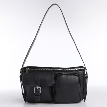 Female bag with pockets of leatherette, graphite color-2