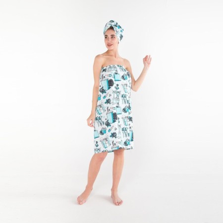 Set for the Ethel Sauna "Mint Mood" Pareo 80*144 cm + chalma, waffle 200g/m2, 100% HL-1