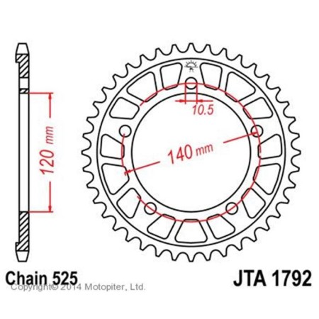 Vedica star, jt jta1792.43, chain 525, 43 teeth