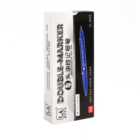 Permanent marker, double -sided, round, 2 mm/0.7 mm, blue-9