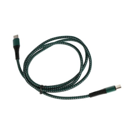 Type-C cable-Type-C, 3 A, 66 W, fast charging, fabric braid, 1 meter, green-2