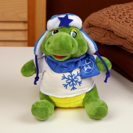 Soft toy "Dragon", in a sweater with a snowflake, 17 cm, green color-1
