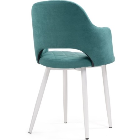 Stool on a metal frame Gutride metal/velor, white/green 51x56x82 cm-3