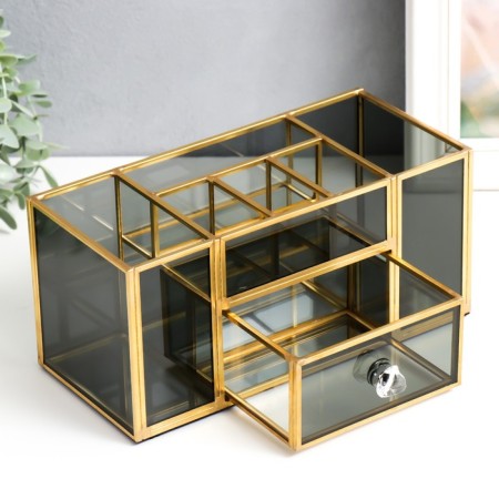 Casket glass for cosmetics and jewelry with a “darkened” box 10.3x10.3x23.3 cm-1