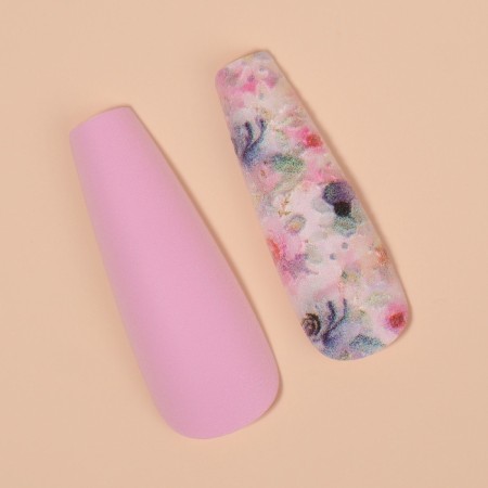 Flowering Nails "Flowers", 12 pcs, with adhesive plates, ballerina shape, multi -colored-3