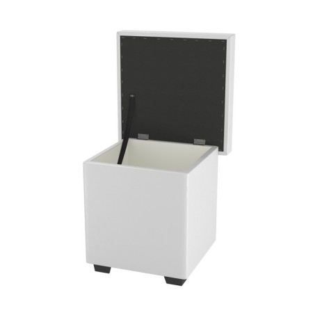 Puff with an opening top, leatherette, snow -white color Tex Milk-1