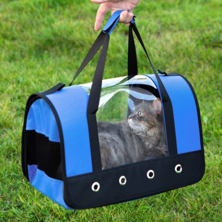 Bag - Animal carrying "Panoramic", with a window, 46 x 28.5 x 30 cm, blue-1
