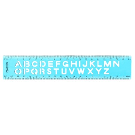The ruler is flexible, plastic 20 cm, with stencils, mix-1
