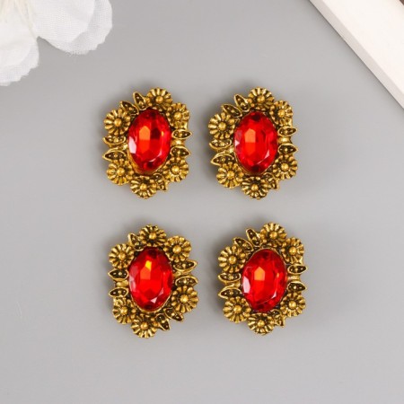 Decor for creativity Metal buckle "Crystal in colors" set of 4 pcs 2.5x2.3x1 cm