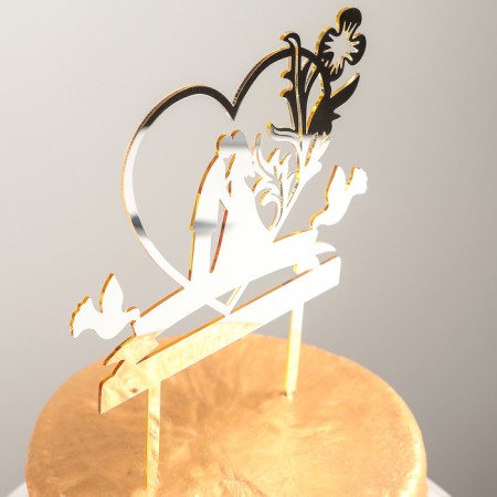 Topper for the cake "Love Forever", 13 × 18 cm, color gold-3
