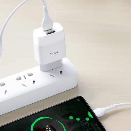 Network charger Hoco C73A, 2 USB, 2.4 A, white-8