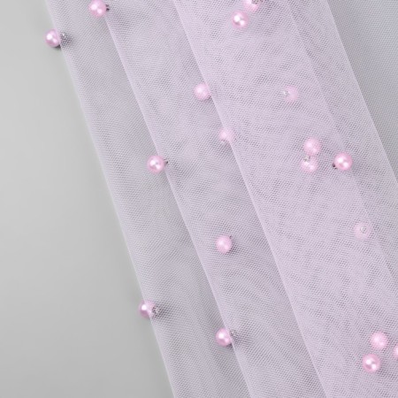 Mesh with beads, 150 cm, 1 ± 0.2 m, pink color-2