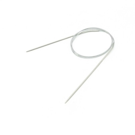 The knitting needles are circular, metal, 100 cm/2.0 mm-1