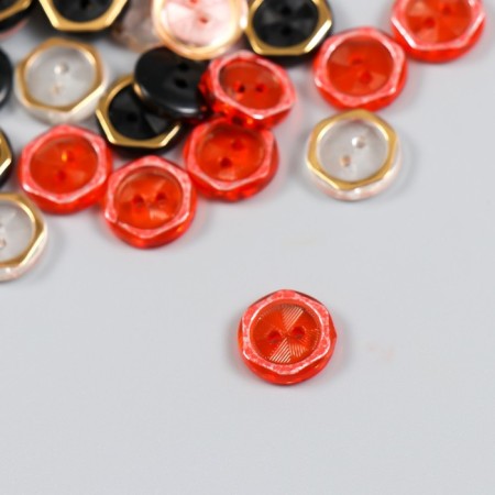 Buttons plastic for creativity on the leg "with pearl" color mix set 30 pcs 1.2x1.2 cm 94135-1