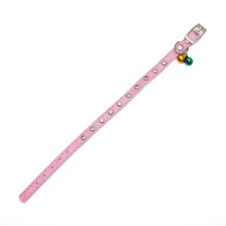 A collar with round rhinestones, 28 x 1 cm, Osh 21-25 cm, arts. The skin, pink-3