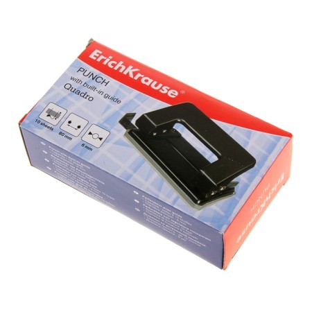 Erichkrause Quadro punch, up to 10 sheets, a puncture diameter of 6 mm, the distance between punctures is 80 mm, black-1