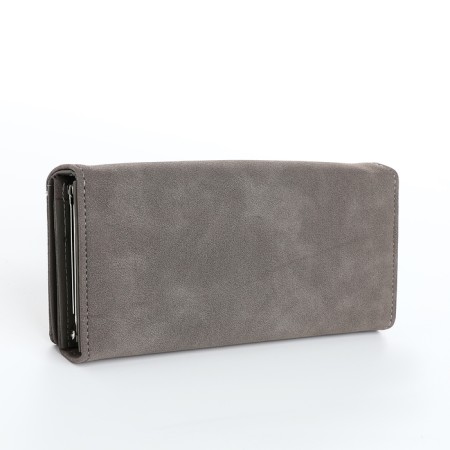 Women's wallet on the button, gray color-1