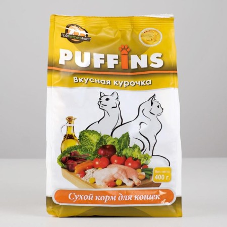 Dry food "Puffins" for cats, delicious chicken, 400 grams
