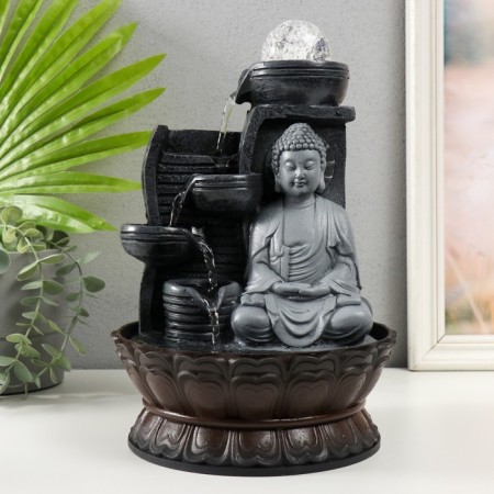 The desktop fountain from the network, backlight "Buddha in gray against the wall" 20x20x30 cm