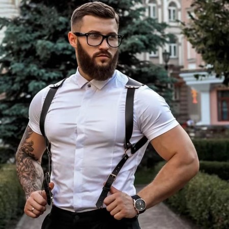 The gatepee of the oki-hips, male, on the shoulders, with belts, pu, size OS, black-1